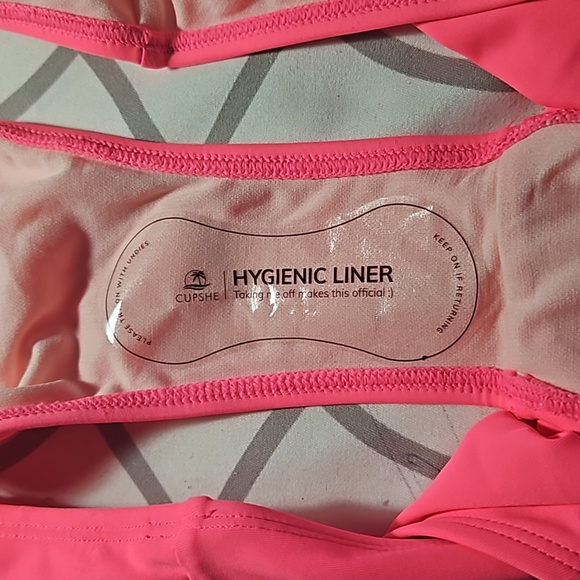 CUPSHE Hot Pink Bikini Set High Waisted Vneck Spaghetti Strap Large - Picture 5 of 8